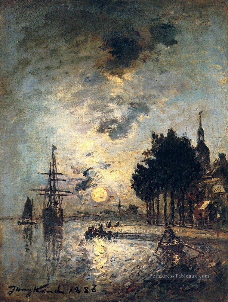 Johan Barthold Jongkind Clair De Lune Paysage marin Peintures à l'huile